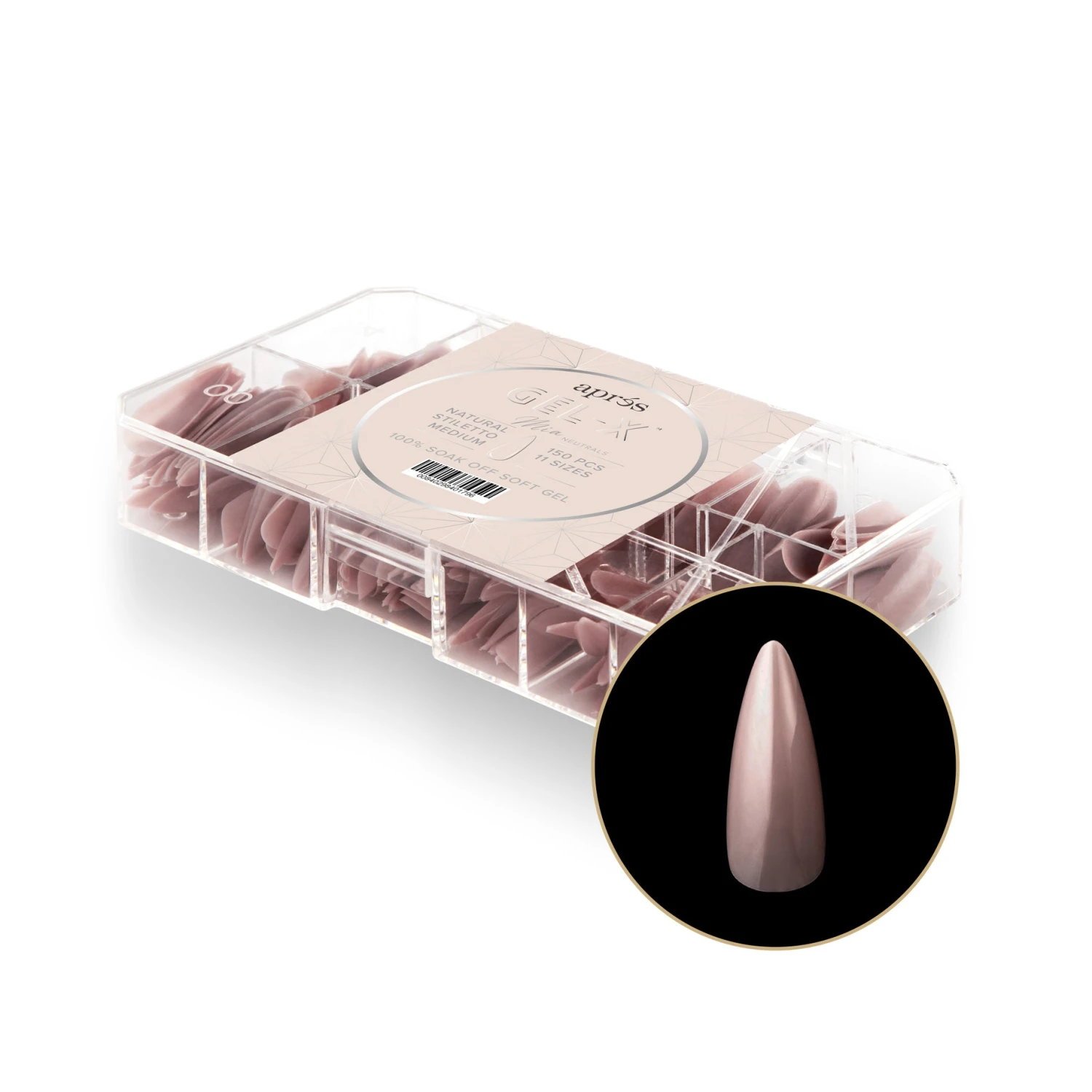 Neutrals Gel-X® Mia Natural Stiletto Medium Box Of Tips - 11 Sizes (150pcs) 1 Neutrals Gel-X® Mia Natural Stiletto Medium Box Of Tips - 11 Sizes (150pcs)